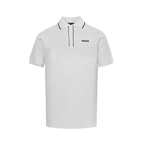 Gucci Embroidered Logo Polo Shirt — White Piqué