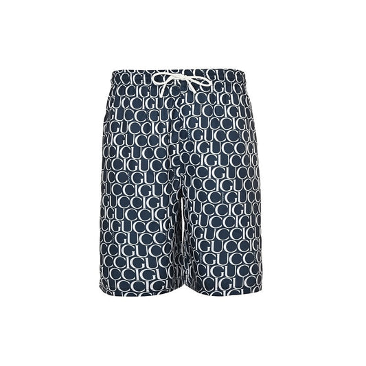 Gucci Allover Letter Print Swim Shorts in Navy