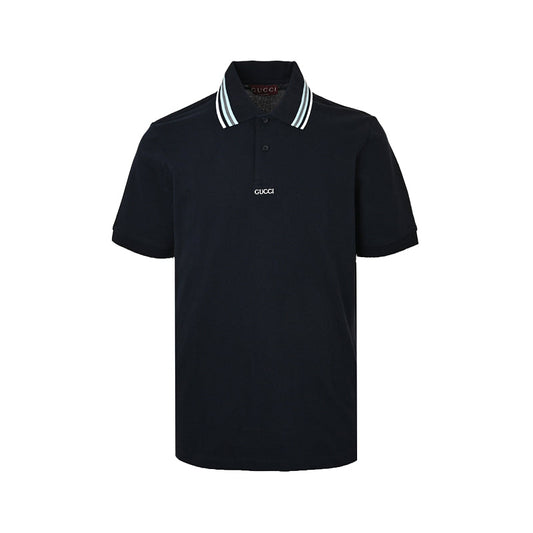 Gucci Logo Embroidered Web Stripe Polo Shirt