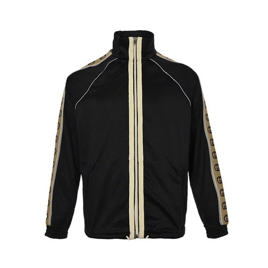 Gucci Black Track Jacket with GG Logo Side Band