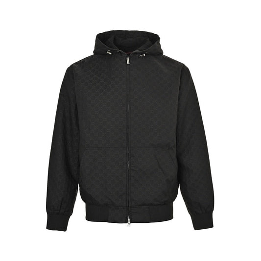 Gucci Textured Bomber Hoodie Jacket – Black & Military Green