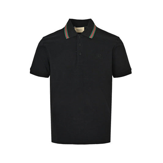 Gucci Web Stripe Collar GG Embroidered Polo Shirt