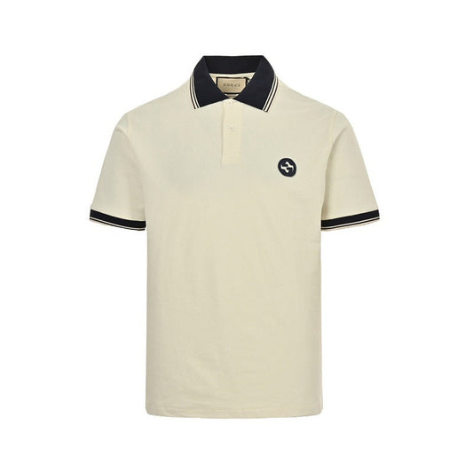 Gucci GG Monogram Diagonal Print Polo Shirt – White