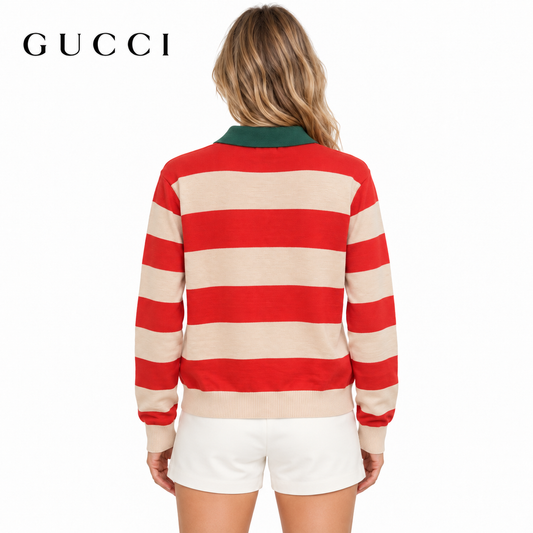 Gucci Unisex Striped Polo Sweater