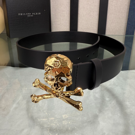 PP Leather Logo Skull Belt #16