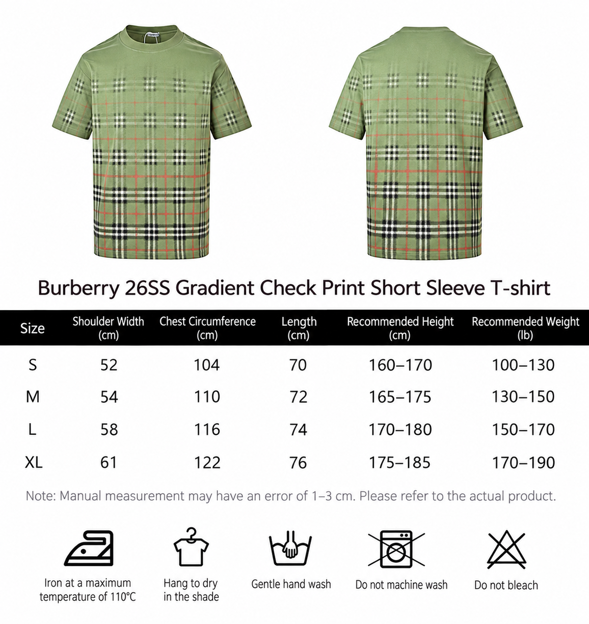 Burberry Short-Sleeve T-Shirt – White, Green or Khaki