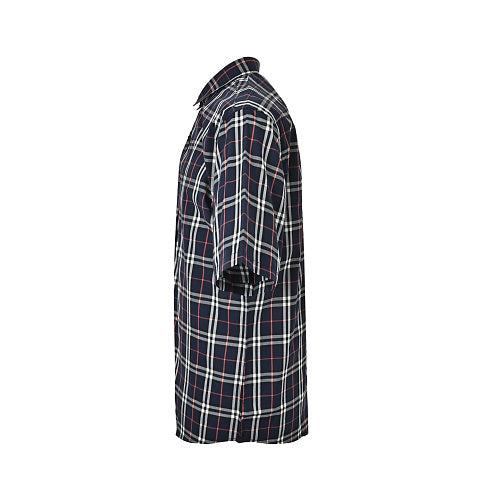 Burberry Casual Short-Sleeve Shirt#01 - Navy Plaid Side