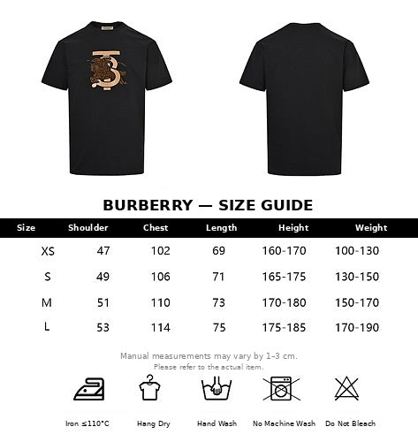 Burberry Short-Sleeve Casual T-Shirt – Black or White