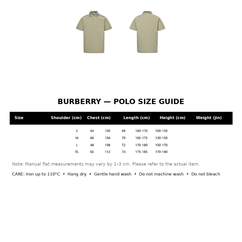 Burberry Casual Polo Shirt#06 - English Size Chart