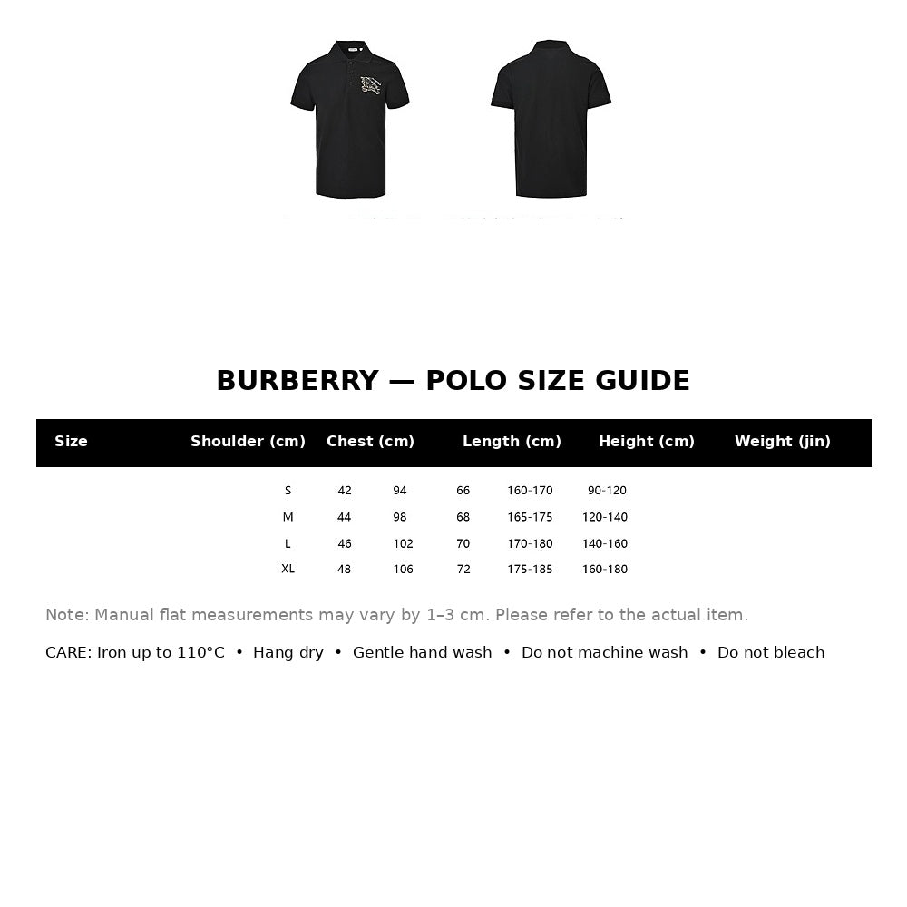 Burberry Casual Polo Shirt#12 - English Size Chart
