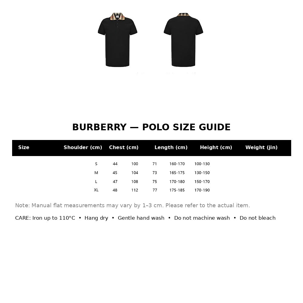 Burberry Casual Polo Shirt#13 - English Size Chart