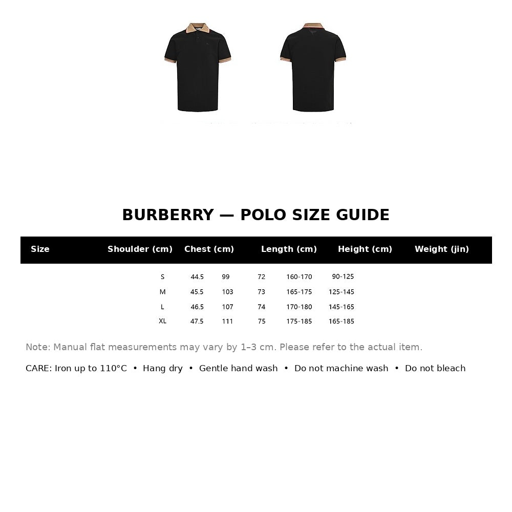 Burberry Casual Polo Shirt#16 - English Size Chart
