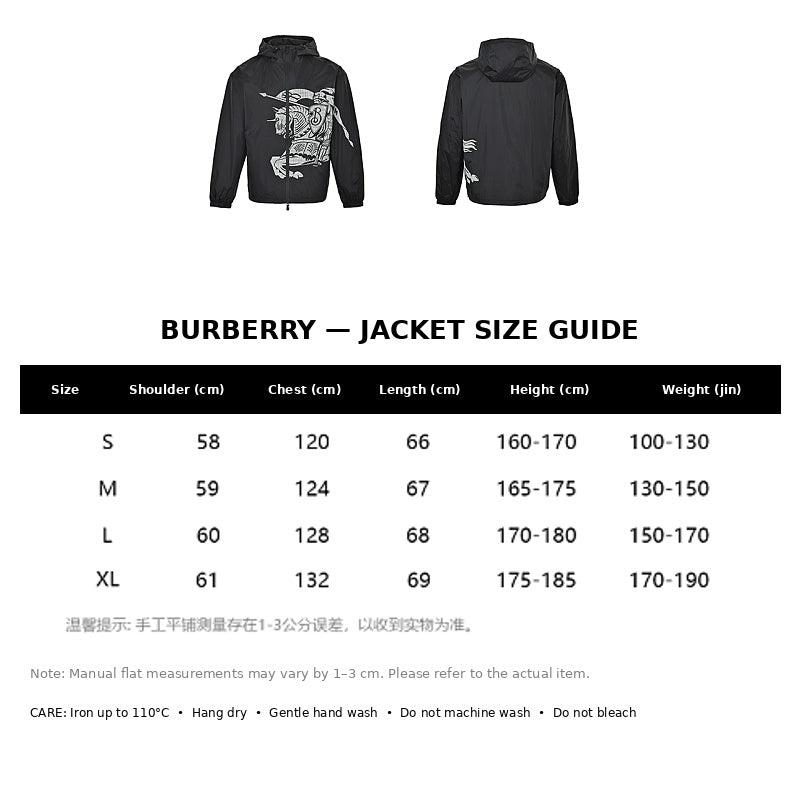 Burberry Casual Jacket#07 - English Size Chart