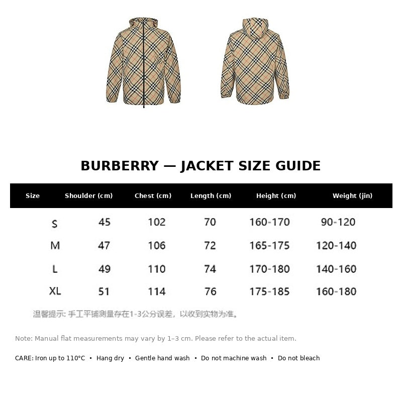 Burberry Casual Jacket#15 - English Size Chart