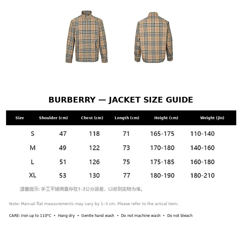 Burberry Casual Jacket#16 - English Size Chart