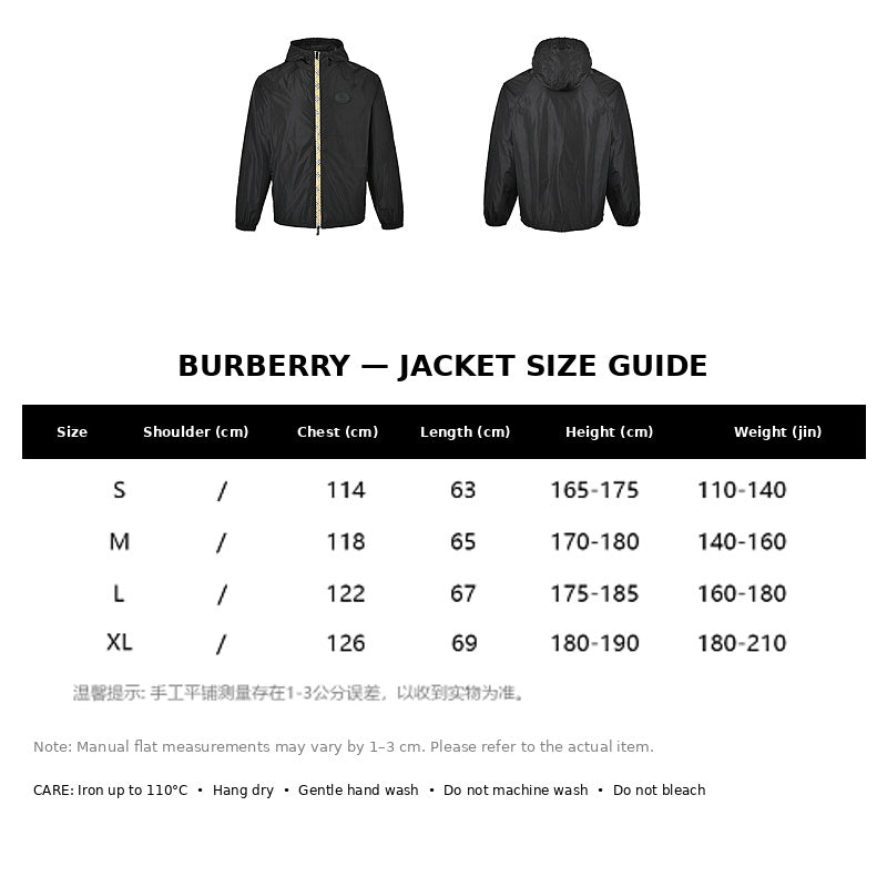 Burberry Casual Jacket#25 - English Size Chart