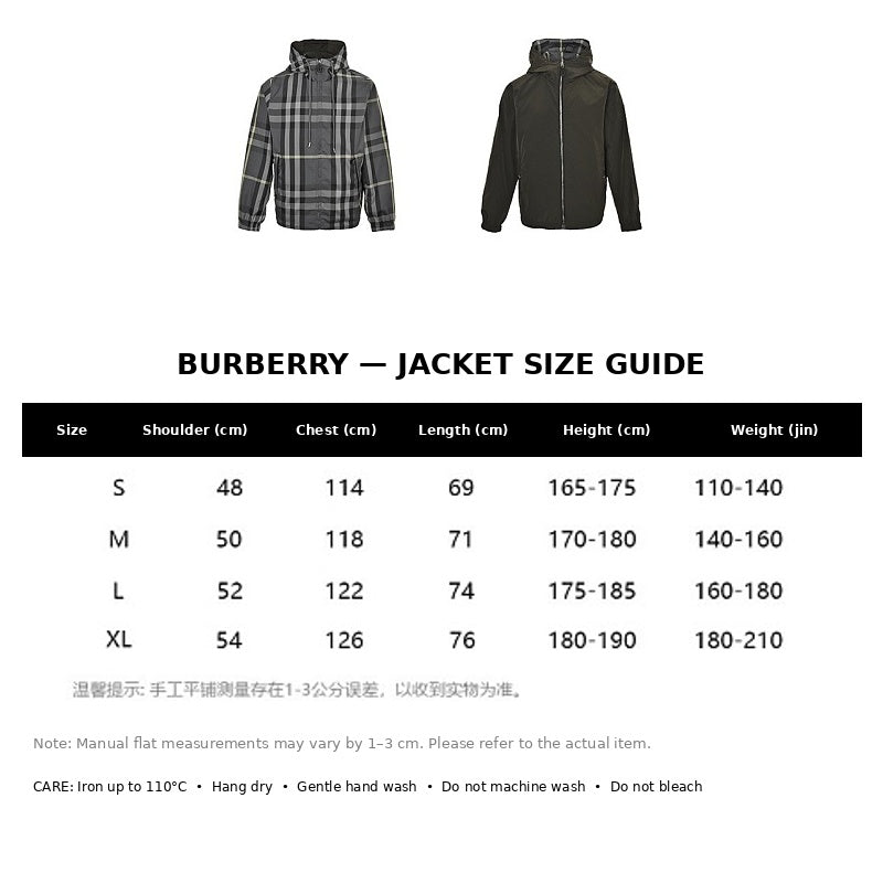 Burberry Casual Jacket#26 - English Size Chart