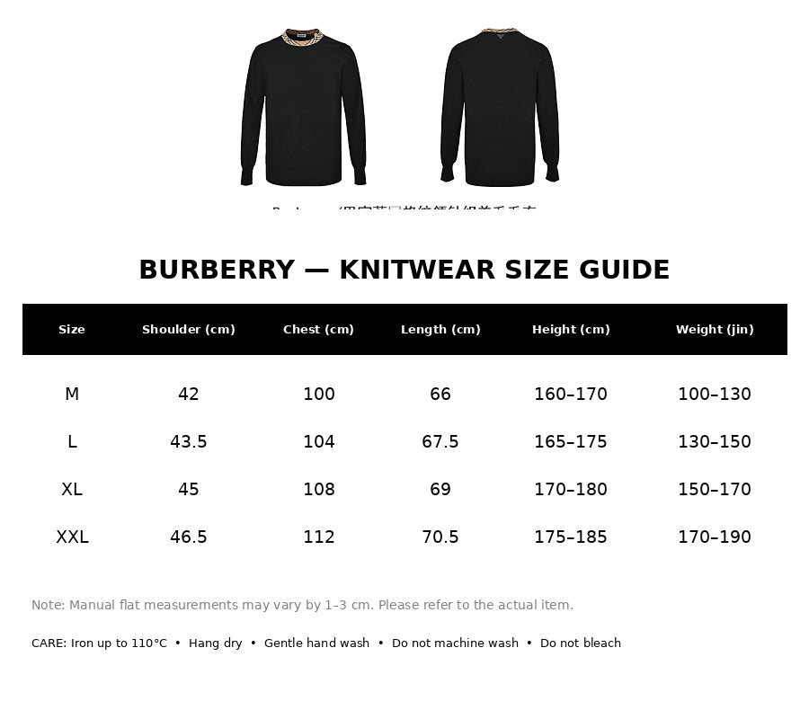 Burberry Casual Knitwear#05 - English Size Chart