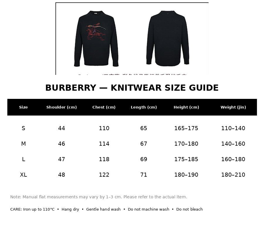 Burberry Casual Knitwear#11 - English Size Chart