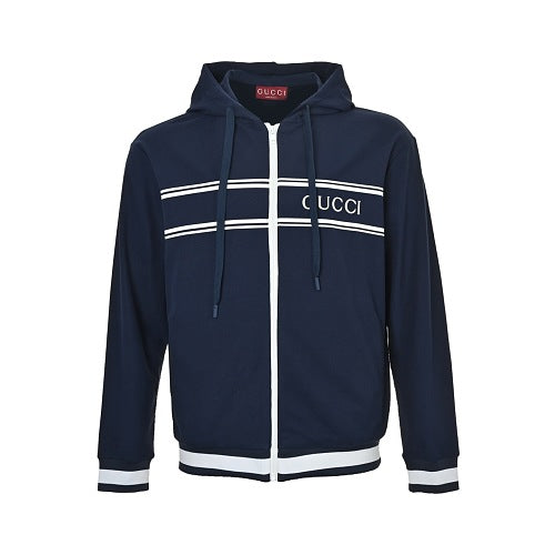 Gucci SS6000822 Zip-Up Hoodie – Navy Blue