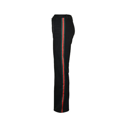 Gucci GG Monogram Straight-Leg Pants with Web Stripe