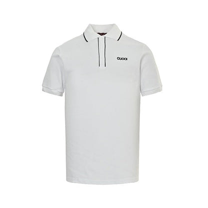 Gucci Embroidered Logo Polo Shirt — White Piqué