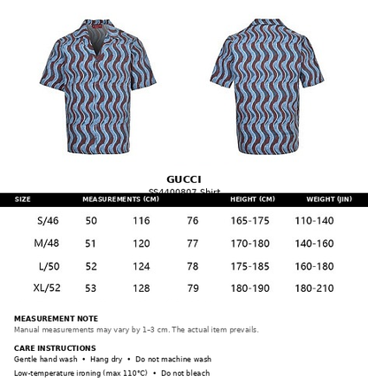 Gucci Wave Print Short-Sleeve Bowling Shirt