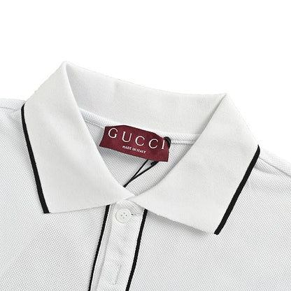 Gucci Embroidered Logo Polo Shirt — White Piqué