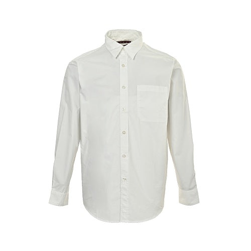 Gucci Signature Script Allover Print Striped Cotton Shirt — Light Blue