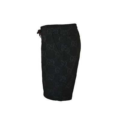 Gucci GG Monogram Shorts – Tonal Black with Web Drawstring