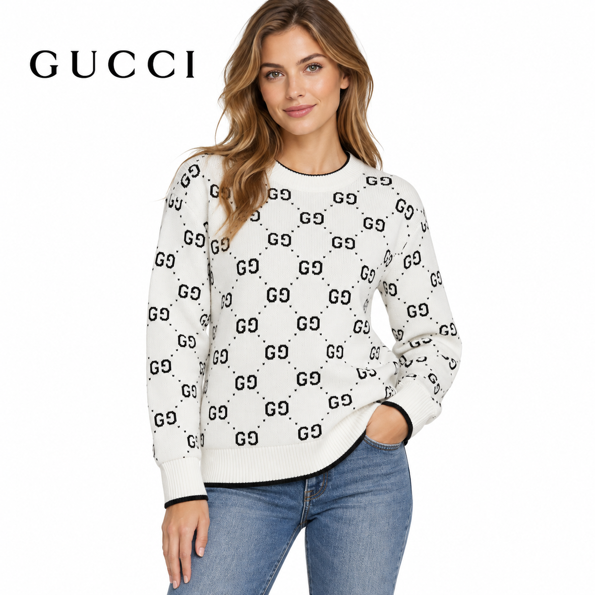 Gucci Unisex Jacquard Crewneck Sweater