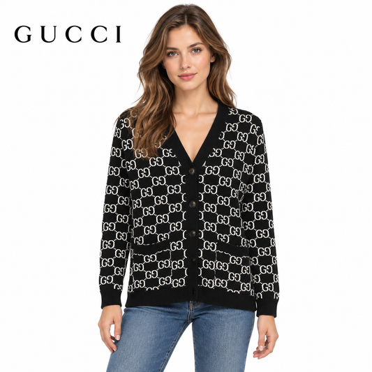 Gucci Unisex Monogram Double-G Jacquard Cardigan