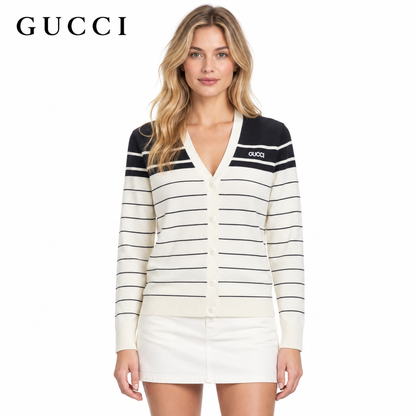 Gucci Unisex Embroidered Striped Cardigan