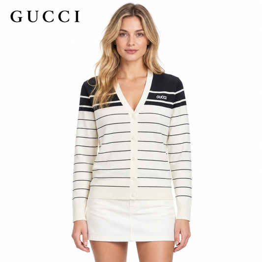 Gucci Unisex Embroidered Striped Cardigan