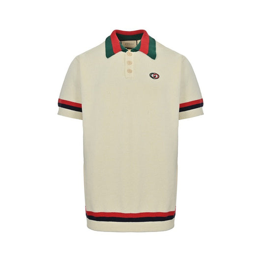 Gucci Web Stripe Knit Polo Shirt