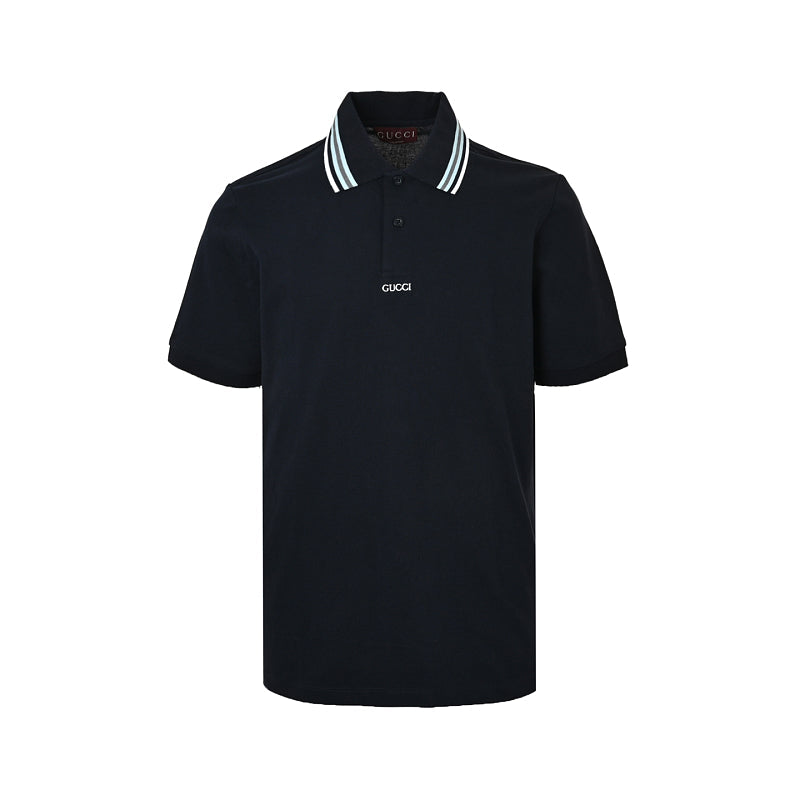 Gucci Logo Embroidered Web Stripe Polo Shirt