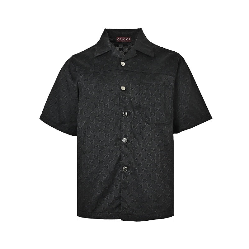Gucci Tonal GG Jacquard Short-Sleeve Shirt in Black