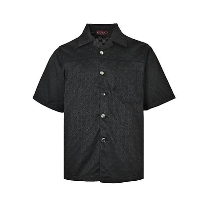 Gucci Tonal GG Jacquard Short-Sleeve Shirt in Black