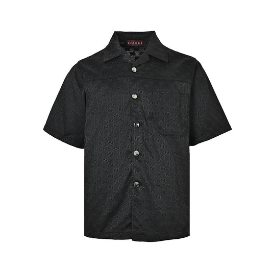 Gucci Tonal GG Jacquard Short-Sleeve Shirt in Black