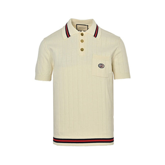 Gucci Interlocking G Embroidered Knit Polo Shirt