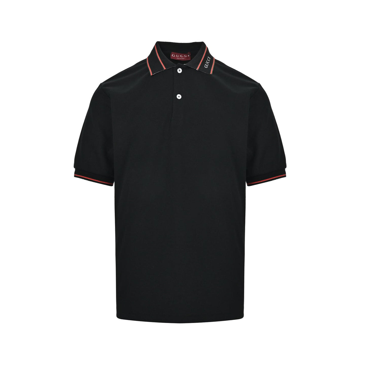 Gucci Logo Embroidered Polo Shirt – Black / White Piqué Cotton
