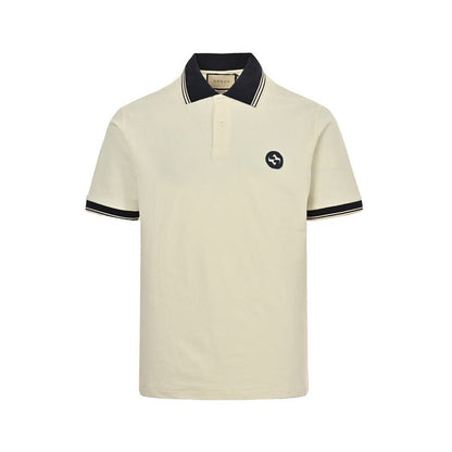 Gucci GG Monogram Diagonal Print Polo Shirt – White
