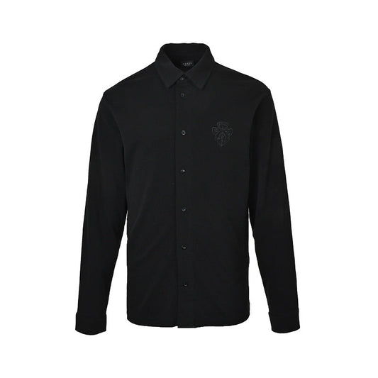 Gucci Tonal Emblem Long-Sleeve Shirt in Black