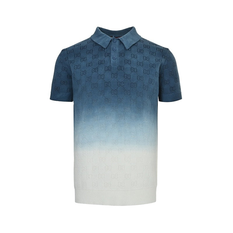 Gucci GG Jacquard Gradient Knit Polo Shirt