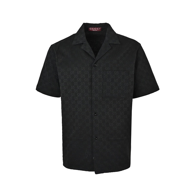 Gucci GG Monogram Jacquard Camp Collar Short-Sleeve Shirt
