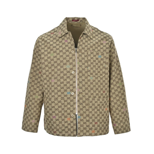 GG Monogram Canvas Jacket with Multicolor Embroidery