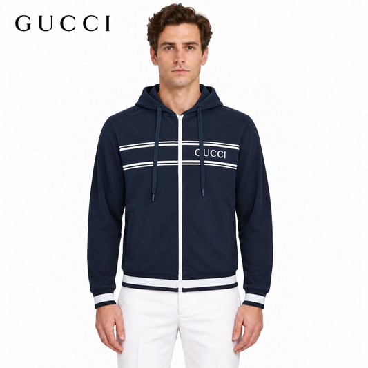 Gucci SS6000822 Zip-Up Hoodie – Navy Blue