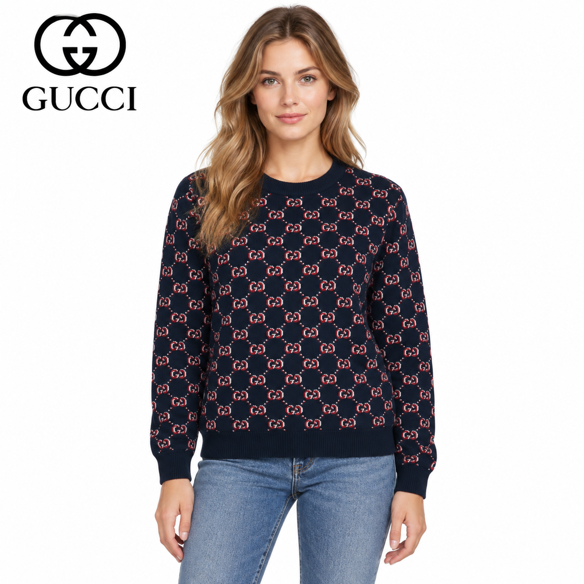 Gucci Unisex Jacquard Crewneck Sweater