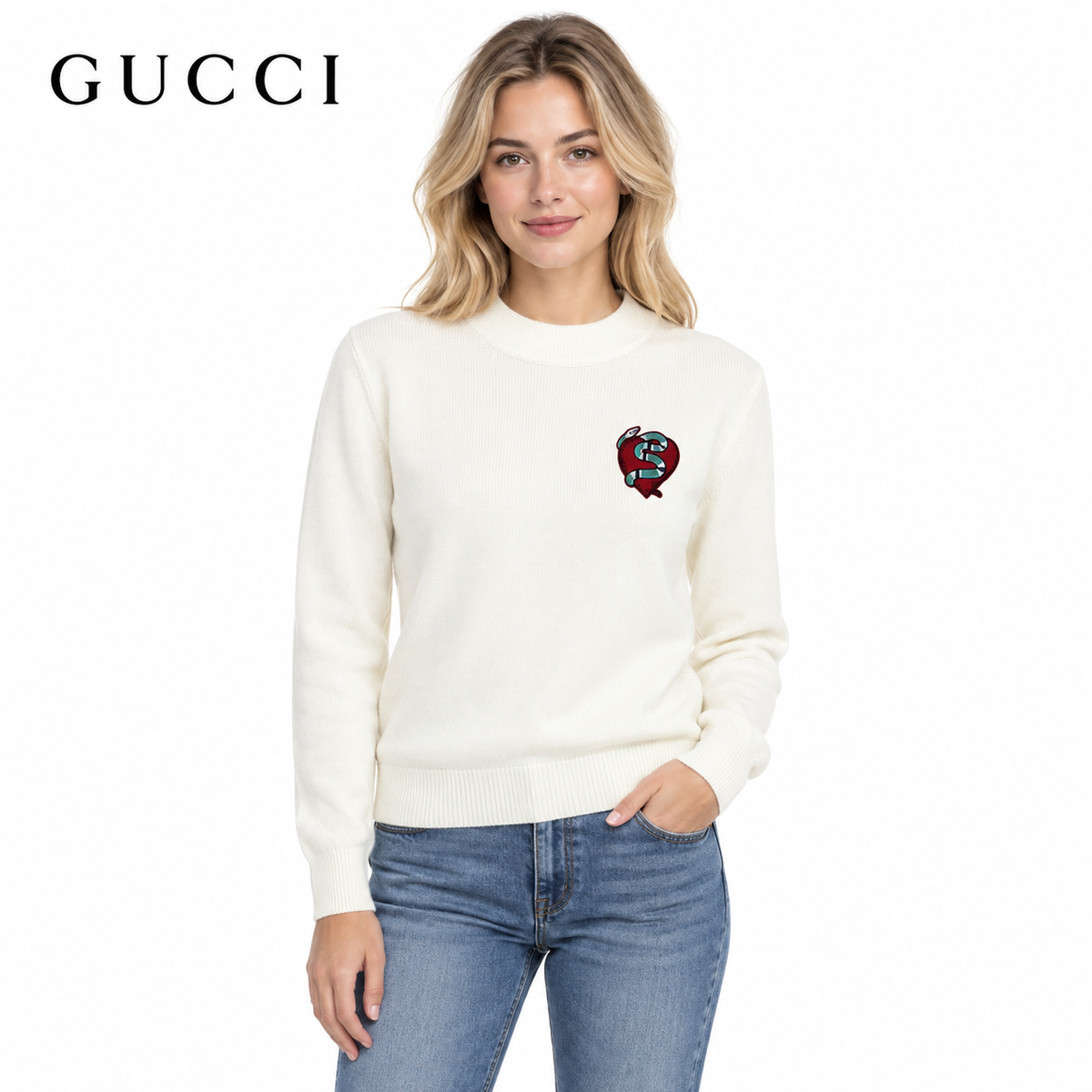 Gucci Unisex Embroidered Mock-Neck Sweater
