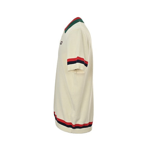 Gucci Web Stripe Knit Polo Shirt